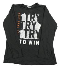 Antracitové tričko s nápismi Y.F.K.