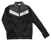 Čierno-sivo-biela športová prepínaci mikina s logom Slazenger