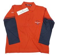 Nové - červeno-tmavomodré polo tričko s vreckom Tom Tailor