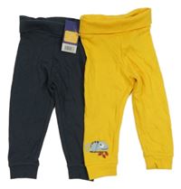 Nové - 2x lehké tepláky - žluté + tmavošedé Lupilu