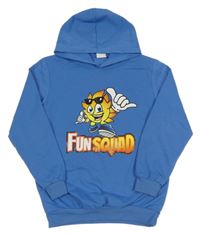 Modrá mikina s potlačou a kapucňou