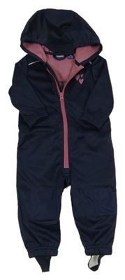 Tmavomodrá softshellová kombinéza a kapucí Lupilu