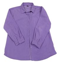 Fialová sametová žebrovaná halenka 