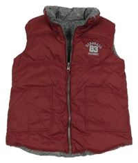 Vínová šušťáková zateplená obojstranná vesta s číslom