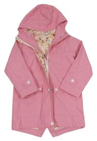 Růžová nepromokavá jarní bunda s kapucí 
