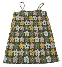 Zeleno-ružovo-žlté kvetované úpletové šaty Matalan