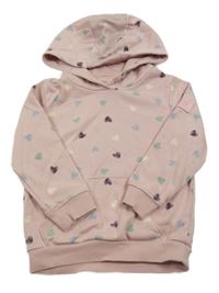 Svetloružová mikina so srdiečkami a kapucňou Topolino
