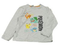 Sivé melírované tričko s Pokémony