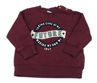 Vínová mikina s nápisom H&M