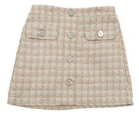 Smetanovo-ružová vzorovaná úpletová sukňa s gombíkmi George