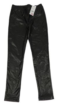 Nové - černé koženkové skinny kalhoty F&F