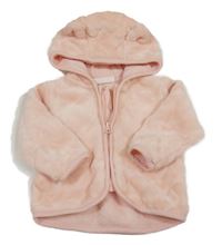 Světlerůžová plyšová propínací mikina s kapucí H&M