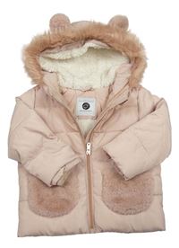 Ružová šušťáková zimná bunda s kapucňou Tu