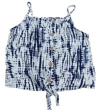 Bielo-modrý vzorovaný crop top s gombíky F&F