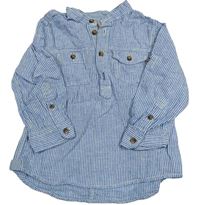 Modro-bílá pruhovaná lněná košile H&M