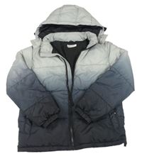 Šedo-antracitovo-černá šusťáková zimní bunda s kapucí H&M