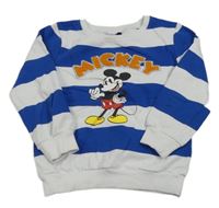 Bielo-tmavomodrá pruhovaná mikina s Mickeym Disney