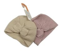 Nové - 2set - 2x turbanová čepička s mašlí - růžvá + béžová Primark