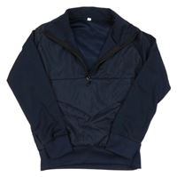 Tmavomodrá športová mikina so šusťákovým prvkem