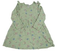 Zelené květované žebrované šaty Dopodopo