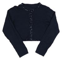 Tmavomodré svetrové bolerko s flitrami