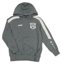 Sivo-biela mikina s potlačou a kapucňou Jako