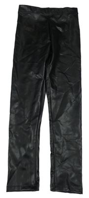 Černé koženkové zateplené legíny H&M