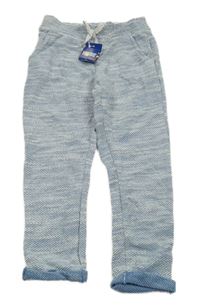 Nové - Modro-biele melírované pletené tepláky Lupilu