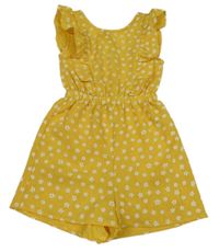 Žlutý květovaný kraťasový overal s volánky Primark