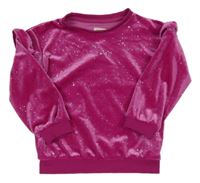 Růžovofialová zamatová trblietavá mikina F&F