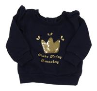 Tmavomodrá mikina s korunkou Primark