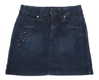 Tmavomodrá rifľová sukňa s kamienkami Tchibo