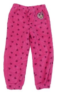 Ružové plyšové tepláky so srdiečkami a Minnie