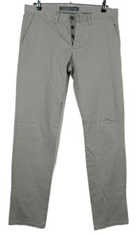 Pánské šedé plátěné chino slim kalhoty Primark vel. 34/34