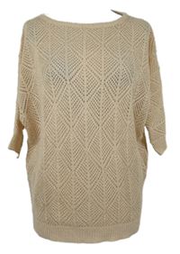 Dámsky svetloružový trblietavý ažurový sveter Amisu