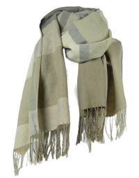 Dámska béžovo-sivá kockovaná šál s strapcemi Esprit