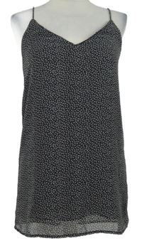 Dámský černo-růžový kytičkovaný šifonový top Mango