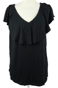 Dámská černá halenka s volánkem a šněrováním na zádech George 