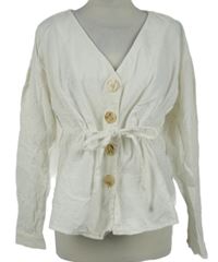 Dámská bílá žebrovaná peplum halenka se stahováním Zara 