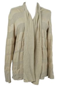 Dámský béžový pruhovaný svetrový cardigán Dunnes 