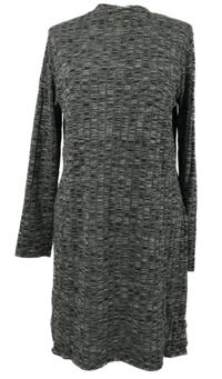 Dámská šedo-tmavošedá vzorovaná úpletová šatová tunika s rozparky Amisu 
