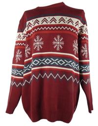 Pánský vínový vzorovaný svetr 