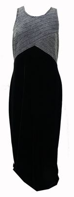 Dámske stříbrno-čierne zamatové spoločenské dlhé šaty C&A