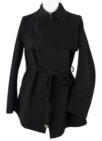 Dámský černý semišový kabát s páskem H&M