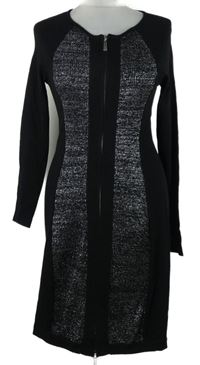 Dámske čierno-strieborné svetrové prepínaci šaty Rainbow