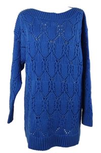 Dámský safírový ažurový dlouhý svetr Joe Browns 