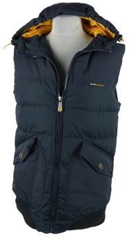 Dámská tmavomodrá šusťáková zateplená vesta s kapucí Legender´s 