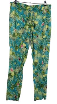 Dámské modro-zelené květované volné kalhoty s ovocem Esmara 