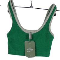 Nové - Dámský zeleno-bílý froté crop top H&M