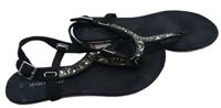 Dámské černé sandály/žabky s kamienkami Marco Tuzzi vel. 40